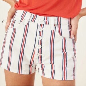 NWT Reformation Charlie High-Rise striped shorts size 29 red white striped